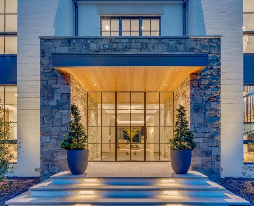 Night Time Entry - McLean, Virginia Custom Home Builder