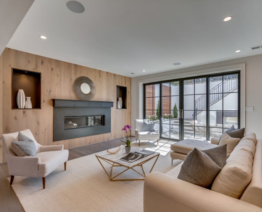 Basement Rec Room With Patio Beyond - McLean, Virginia Custom Home Builder