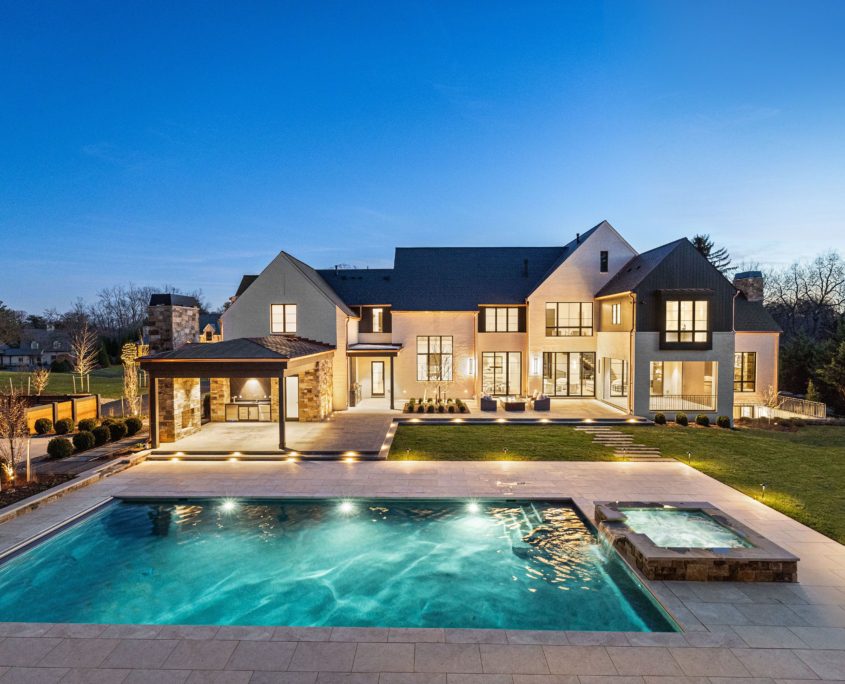 6538 Sothoron Road, McLean, Virginia 22101 - Rear Yard with Pool Twilight